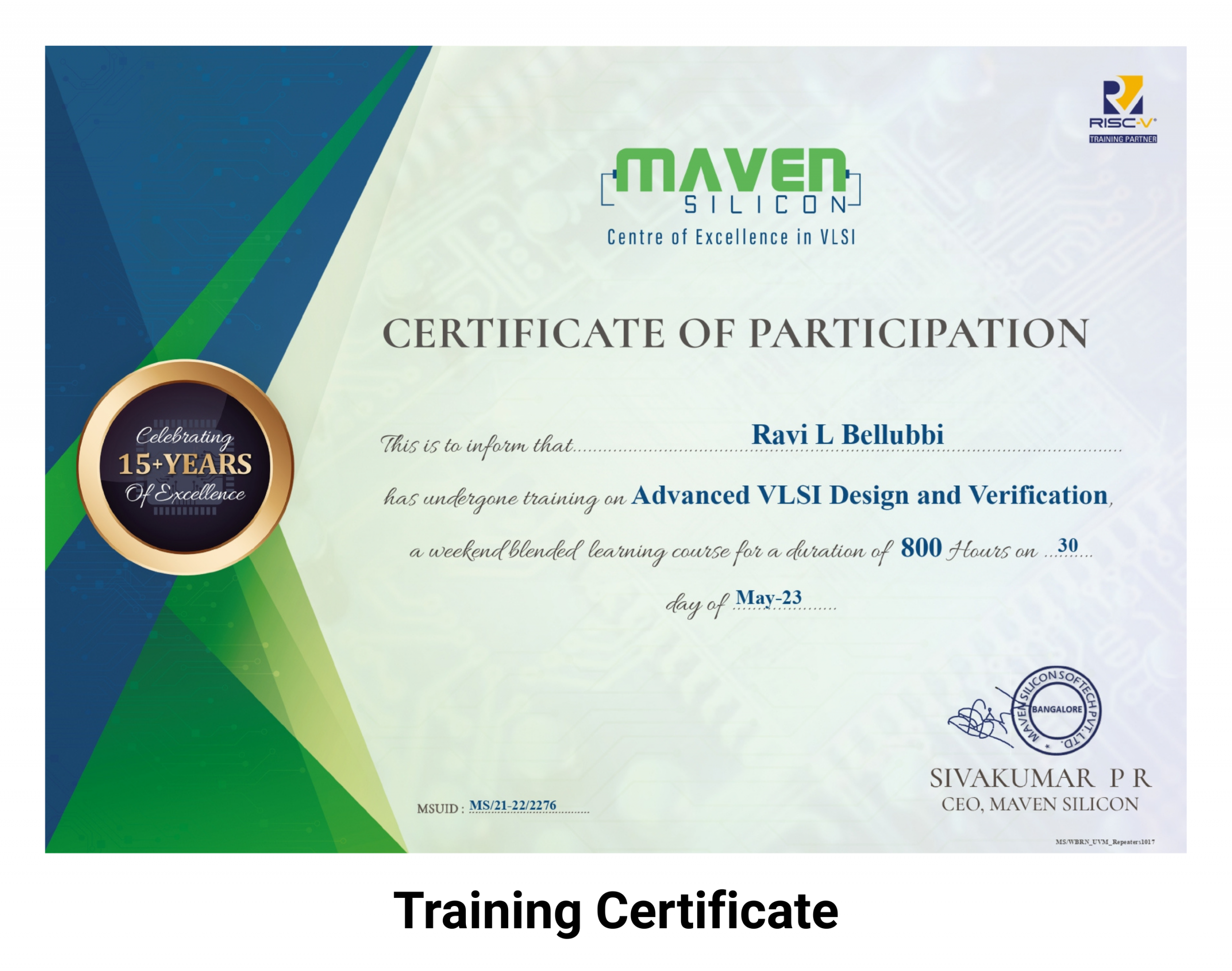 training certificate